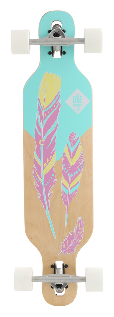 Miniaturansicht 32  - ROLLERCOASTER Longboard Skateboard Komplett PALMS + STRIPES + FEATHERS THE ONE