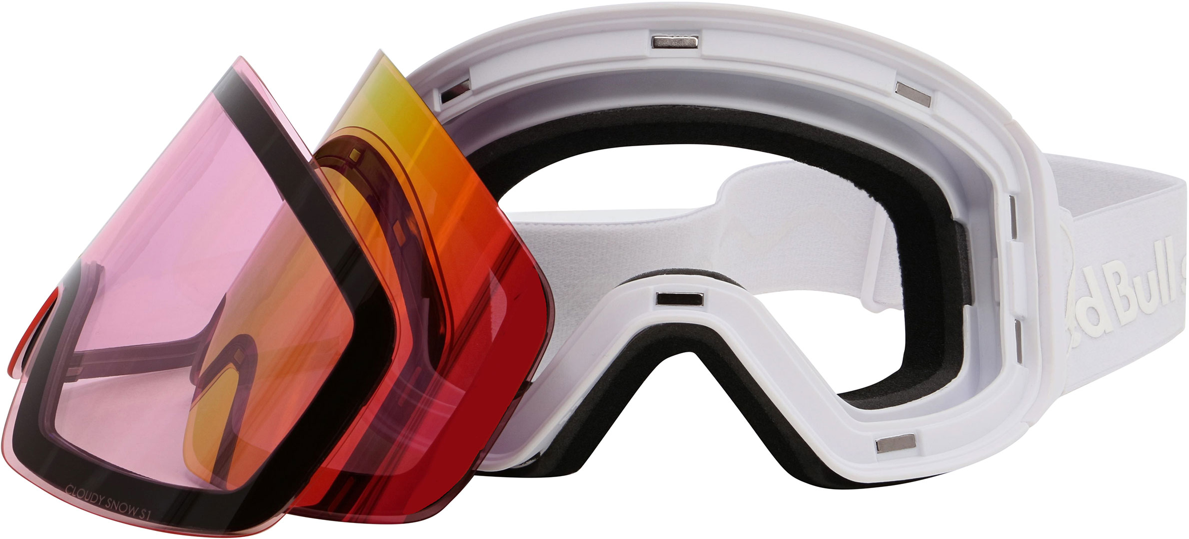 Product image 5 of the product “RED BULL JAMM Goggle 2026 white/red purple mirror + bonus lens light pink ”