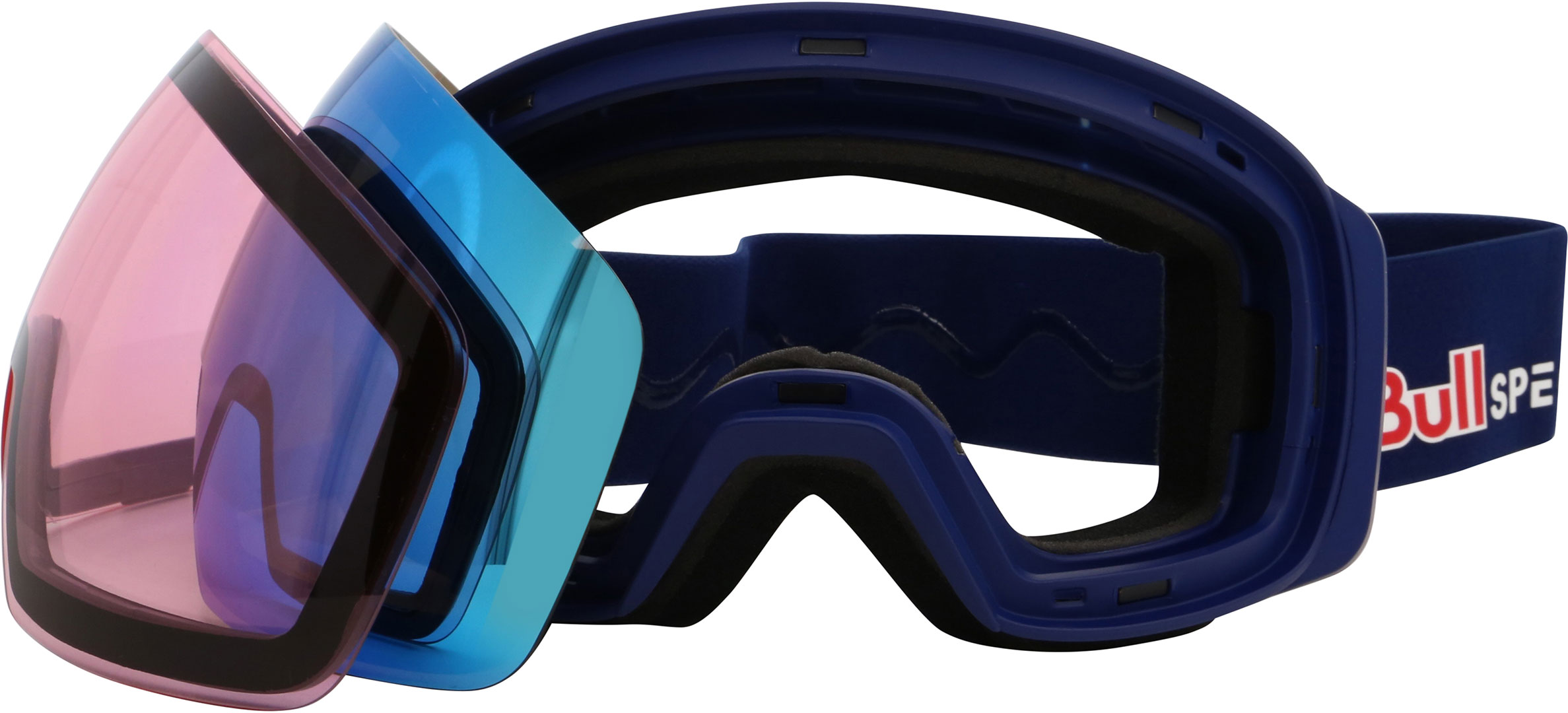 Product image 5 of the product “RED BULL JON Goggle 2026 blue/smoke blue mirror + Zusatzglas light pink ”