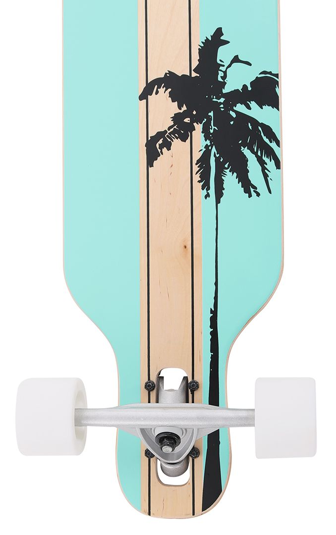 Miniaturansicht 70  - ROLLERCOASTER Longboard Skateboard Komplett PALMS + STRIPES + FEATHERS THE ONE
